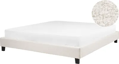 Produktbild von BELIANI Polsterbett Hellbeige Bouclé Stoffbezug mit Lattenrost 180x200 cm ohne Kopf- und Fußteil Modern Skandi Schlafzimmer Doppelbett Bettrahmen