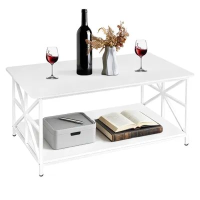 Produktbild von Kaffetisch Couchtisch Weiß Beistelltisch für Wohnzimmer Schlafzimmer 100x52x47 cm