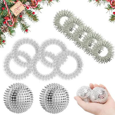 Produktbild von 2 Stücke Akupressur Ball Klein & 5 Akupressur Ring Finger & 2 Akupressurs Armbänd, Skills Igelball Massage, Akupressurs Ball Klein, Für eine Stresslösende und Durchblutungsfördernde Massage im Set