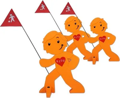 Produktbild von StreetBuddy - Warnfigur, Warnaufsteller, Warnschild Kindersicherheit Mehrfachset (Orange, 3er Pack)
