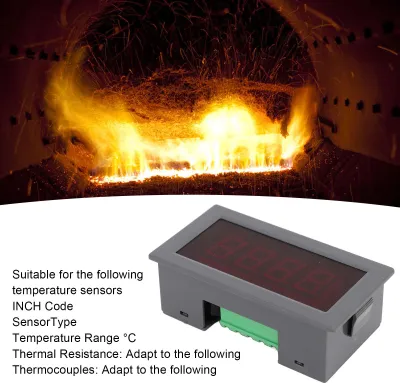 Obrázek produktu pro DC12V LED digitální teploměr pro průmyslové použití, stupnice Celsia a Fahrenheita, vlhkoměr, teploměr, rozsah -199,9–600 °C, alarm