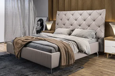 Produktbild von KAWOLA Bett ANNY Polsterbett Leder hellgrau 200x200cm