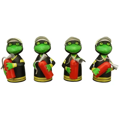 Produktbild von Zaunhocker Frosch als Feuerwehrmann 20 cm - tolle Dekofigur für den Garten - perfekte Geschenkidee für alle Feuermänner & Feuerwehrfrauen - Skulptur