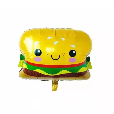Immagine prodotto di Pallone in foil con motivo alimentare, hamburger con faccia, ca. 74 x 57 cm