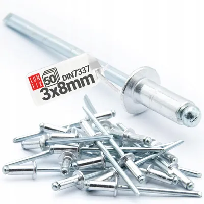 Obrázok produktu pre Lun Fix Nitovacie nity 3x8mm hliníkovo-oceľové pozinkované 50ks DIN 7337