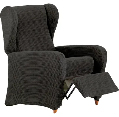 Produktbild von ECOMMERC3 Elastischer Relax-Sesselbezug aus Jacquard, Ohrensessel, dunkelgrau, v
