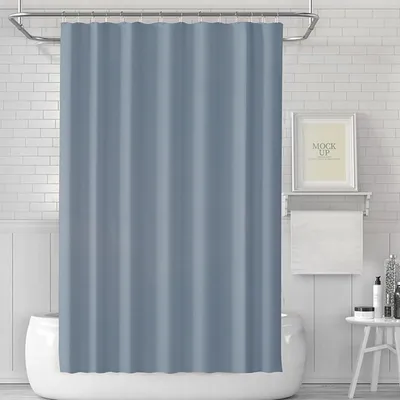 Produktbild von Duschvorhang 180 x 180 cm, schimmelresistent, wasserdicht und abwaschbar, aus PEVA, inklusive 12 Duschvorhangringen, blau