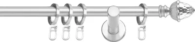 Produktbild von SN Deco Gardinenstange Nantes, 19 mm, 1-läufig, Stahl, Komplett-Set mit Ringen, Auflageträger, 300 cm, chrom-matt
