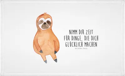 Produktbild von Mr. & Mrs. Panda Handtuch Faultier Zufrieden - Weiß - Geschenk, Händehandtuch, glücklich, Glück, Pause, 50x100, Flauschtuch, Frotteehandtuch, gesichtstuch