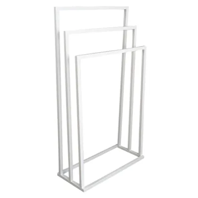 Produktbild von Stabiler Handtuchständer freistehend 3 Stangen – Metall weiß matt Loft Badezimmer Handtuchhalter für Bad Hotel Spa Belmy AZER