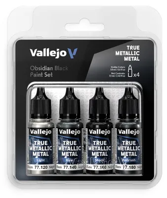 Produktbild von Vallejo 77.270 - Farb-Set, TMM Obsidian Black, 4x18 ml - Neu