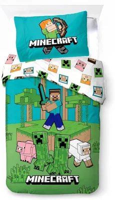 Image de Ensemble de literie Minecraft pour enfant, comprenant une couette de 140 x 200 cm