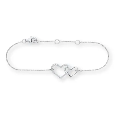 Produktbild von Doppelherz Armband 925/000 Silber rhodiniert Zirkonia JL10-03-1729