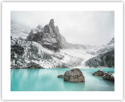 Produktbild von Poster - Poster ohne Rahmen - Berge See Schnee - 50x40 cm - Wand Bild - Wanddeko - Wandbilder - Kunstposter - Wandposter - Bilder - Kunstdruck - Wanddekoration - Wandbild - P2XAA50x40-4377