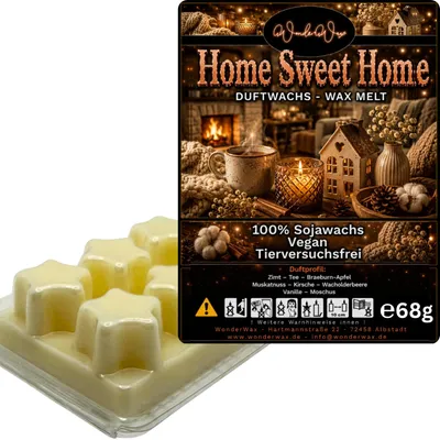 Produktbild von WonderWax Duftwachs Wax Melts für Duftlampe, 6 Sterne Duftmelt Wachsmelt Sojawachs Duftwachs Würfel für Raumdüfte, Wachs Duftöl Winter Indoor Schmelzen für Aromalampe Home Sweet Home