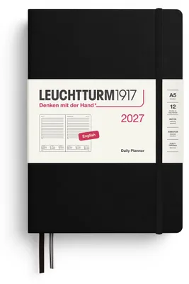 Productafbeelding van LEUCHTTURM1917 Dagkalender 2027, formaat Medium (A5) - Engelstalig, zwart, 145 x 210 mm