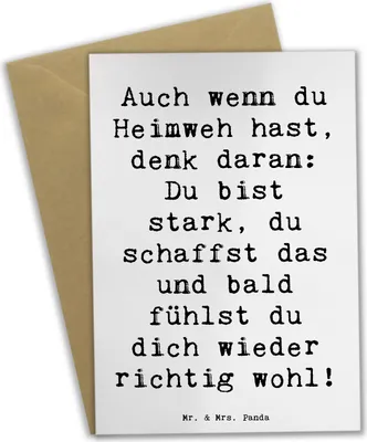Produktbild von Mr. & Mrs. Panda Glückwunschkarte Spruch Heimweh überwinden - Weiß - Geschenk, Trost, mutmachen, Grußkarten, Vertrauen, osterkarte, weihnachtskarten, Vertrauem, Mutmacher