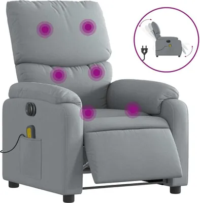 Produktbild von vidaXL Massagesessel Elektrisch Hellgrau Stoff
