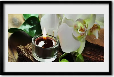 Produktbild von Bild 60x40 MDF-Rahmen Wandkunst Orchid Kerze Spa