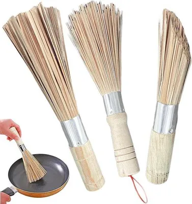 Produktbild von Bambus Wok-Bürste - Kochbürsten-Set - 3 Stücke - umweltfreundlich