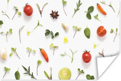 Produktbild von MuchoWow® Poster Flachgelegte Früchte, Gemüse, Gewürze und Kräuter 120x80 cm - Bilder