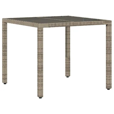 Produktbild von Gartentisch mit Glasplatte Grau 90x90x75 cm Poly Rattan