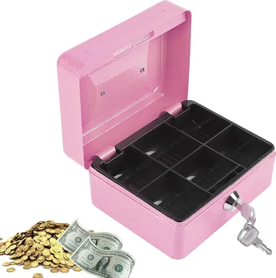 Produktbild von Tragbare Stahlkassette rosa mit Schloss