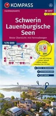 Immagine prodotto di Carta ciclistica KOMPASS 3317 Schwerin, Laghi di Lauenburg 1:70.000
