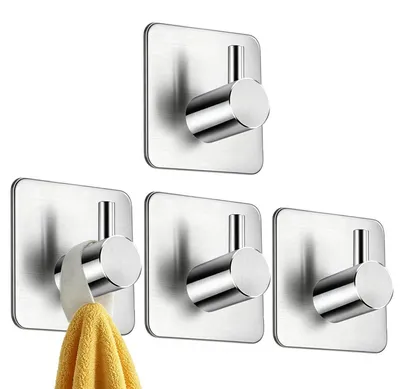 Immagine prodotto di Set di ganci adesivi in acciaio inossidabile, confezione da 4, per bagno e cucina