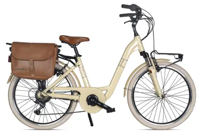 Immagine prodotto di Via Veneto Bici Elettrica Classic E-bike Lady 24” 6V Beige Cappuccino con Borse Laterali