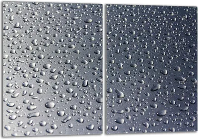 Produktbild von Herdabdeckplatten Set 2x40x52 cm Glaskeramikkochfeld Abdeckung Glas Spritzschutz, Tropfen Grau