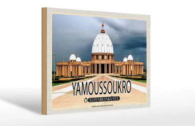 Produktbild von Holzschild Reise 30x20cm Yamoussoukro Elfenbeinküste Basilika Deko