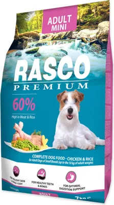 Productafbeelding van Rasco Premium Adult Mini, droogvoer voor volwassen kleine honden, met kip en rijst, 7 kg