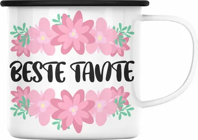 Produktbild von Trendation - Beste Tante Emaille Tasse Geschenk Lustig Spruch - Beste Tante - Emaille Emaille Tasse Lieblingstante Geschenkidee (Schwarz)