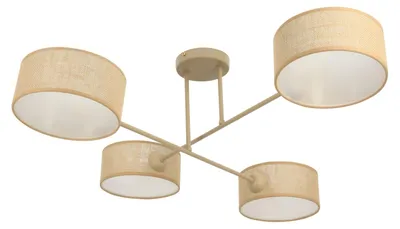 Produktbild von Deckenleuchte Metall Stoff 80 cm breit Beige E27 4-flammig Modern