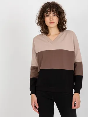 Produktbild von Rue Paris Damen-Sweatshirt ohne Verschluss Nkengf schwarz-beige S/M