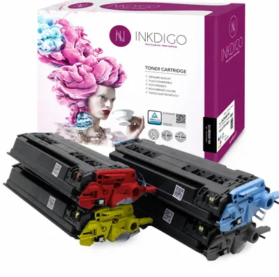 Produktbild von Inkdigo Tonerset Q6000-6003A für HP Color LaserJet 1600, 2600, 2600N, 2605 – CMYK,, KI-generiertes Bild