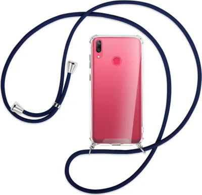 Produktbild von Handykette Backcover-Schutzhülle mit Band (Metall silberfarben) für Huawei Y7 2019, Y7 Prime 2019 - dunkelblau