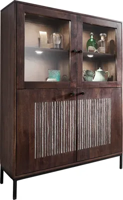 Produktbild von Highboard - Mangoholz massiv lackiert - Steinfurnier - 103 x 148 cm