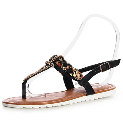 Produktbild von topschuhe24 1402 Zehentrenner Glitzer Sandalen Sandaletten, Farbe:Schwarz, Größe:38 EU
