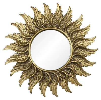 Produktbild von Clayre & Eef Spiegel Ø 47 cm Goldfarbig Kunststoff Flügel