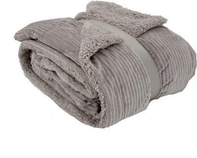 Produktbild von heimtexland, Wohndecke, Cord und Sherpa, Taupe, 200x150 cm, dick, flauschig