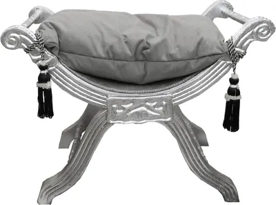 Produktbild von Casa Padrino Barock Sitzhocker - Kreuzhocker Grau / Silber - Möbel