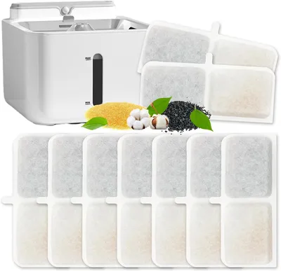 Produktbild von Pack von 9 Katzenbrunnenfiltern, 3.2L Ersatzfilter, Aktivkohle und Harz, für Katzen und Hunde