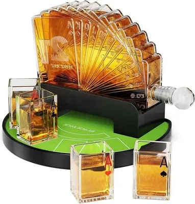 Zdjęcie produktu dla Karafka do whisky z 4 szklankami - 10546 g - Karafka Casino, idealny prezent dla miłośników alkoholi - Niezbędna na każdy wieczór z whisky - Idealna dla mężczyzn, ojców i przyjaciół
