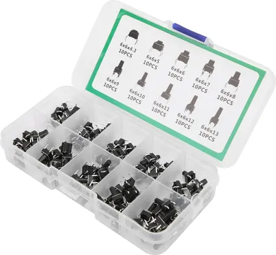 Imagen del producto de 100 interruptores pulsadores táctiles para control de productos electrónicos, como televisores, equipos de audio y computadoras
