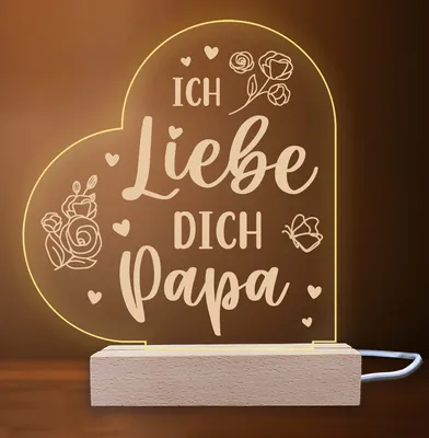 Produktbild von INDIGOS UG - LED Nachttischlampe - Herz links - Spruch 13 - Liebe, Familie, Mama, Papa - Herz mit Spruch - Nachtlicht - 3D-LED-Lampe  - Geschenk, Geburtstag, Weihnachten, Muttertag, Vatertag