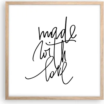 Produktbild von Gerahmtes Poster - Rahmen in heller Eiche - Erstellt mit Liebe - 50x50 cm - Wand Bild - Wanddeko - Wandbilder - Kunstposter - Wandposter - Bilderrahmen - Bilder - Kunstdruck - P2NAC50x50-4499