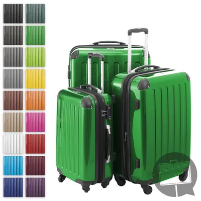 Immagine prodotto di HAUPTSTADTKOFFER - Alex - set di valigie 3 dimensioni trolley a guscio duro espandibile, 4 ruote, set di valigie da viaggio a guscio duro lucido, bagaglio da viaggio espandibile, verde