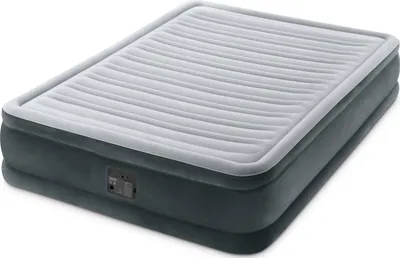 An inflatable air mattress on a white background.